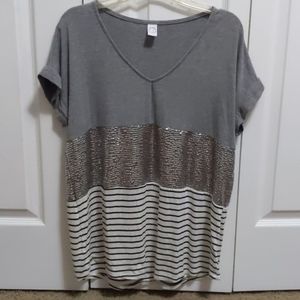 Sequin and stripe T